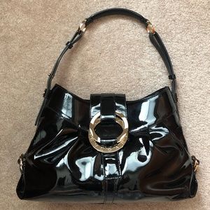 Bvlgari Black Patent Leather Chandra Shoulder Bag